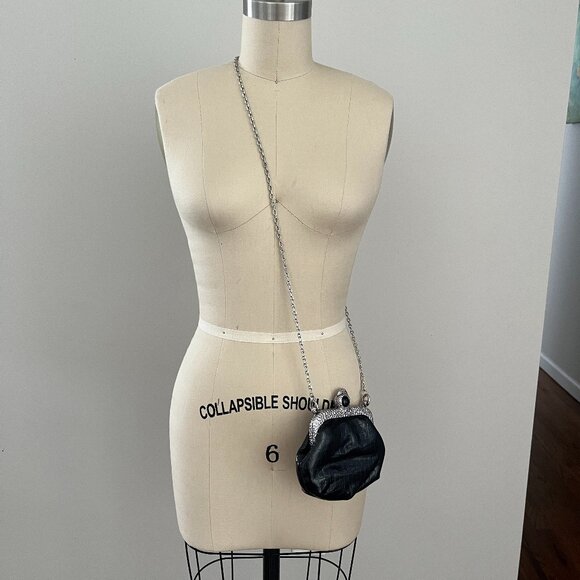 Clara Studio for Asymmetry 1994 Crossbody Bag Faux Animal Print Black Silver - Picture 2 of 5